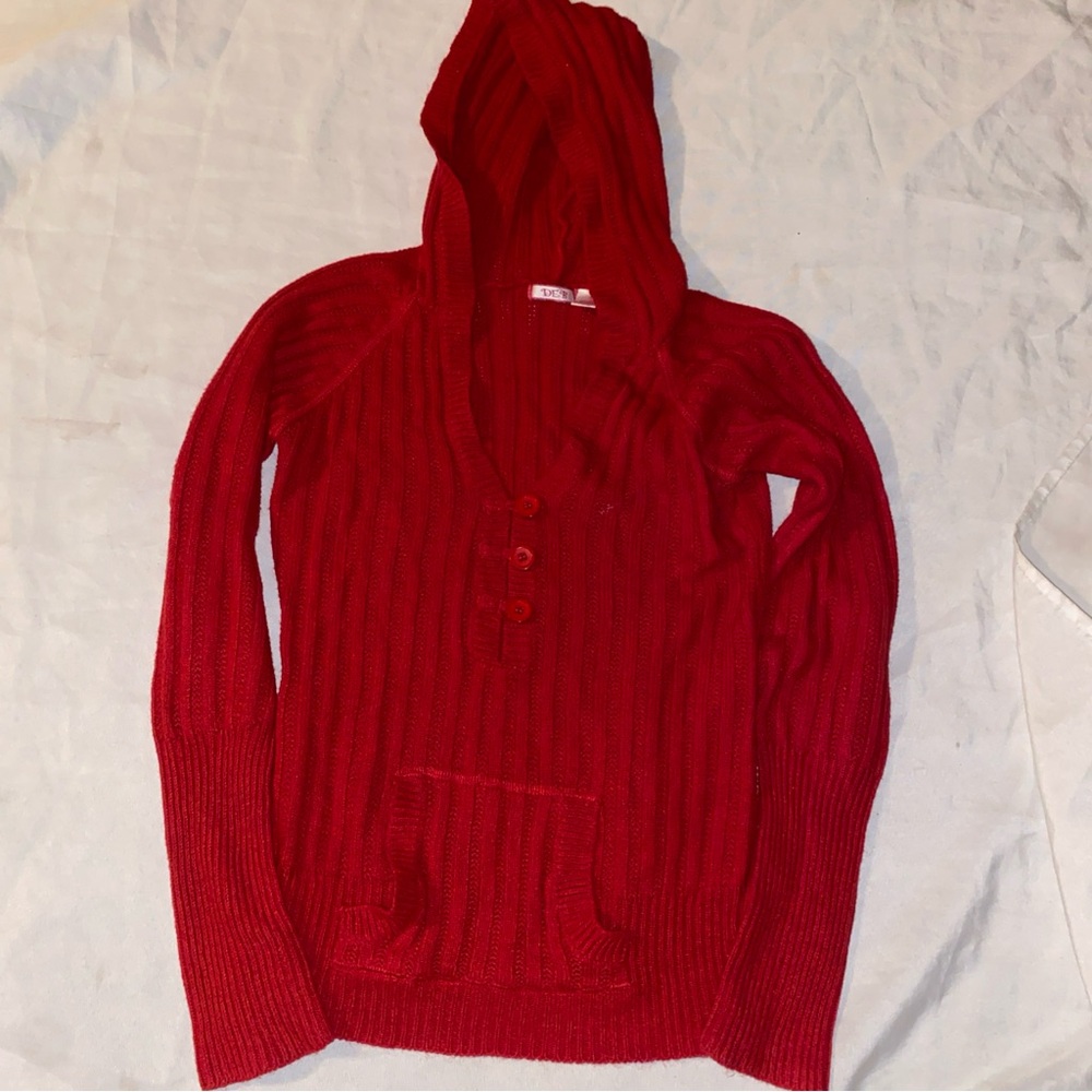 Deb Hooded Sweater Y2K Red Size M